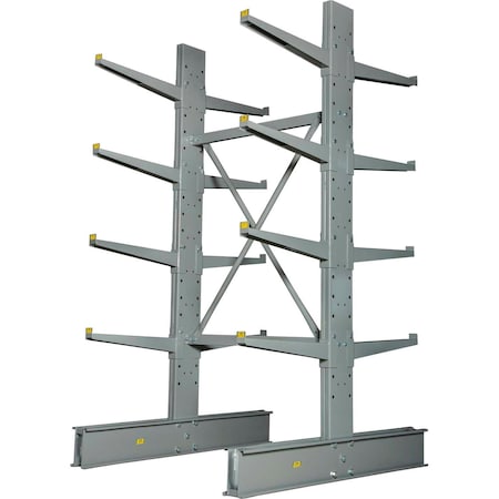 Global Industrial Double Sided Heavy Duty Cantilever Rack Starter, 2in Lip, 48inWx60inDx96inH 320827